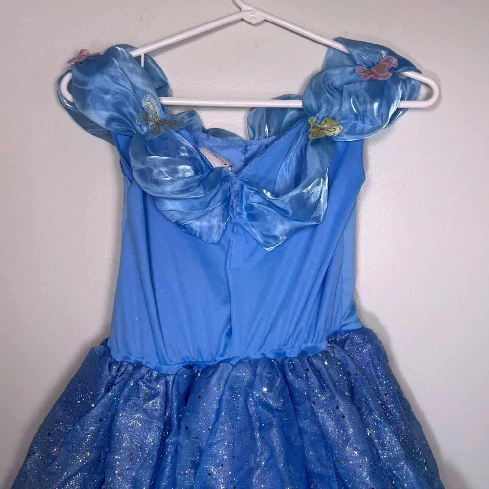 Disney Cinderella Blue Butterfly Sparkle‎ Costume Dress Girls 7-8 Fairy Princess